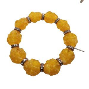 Vintage Yellow Resin Buddha Bracelet NOS (A4340)